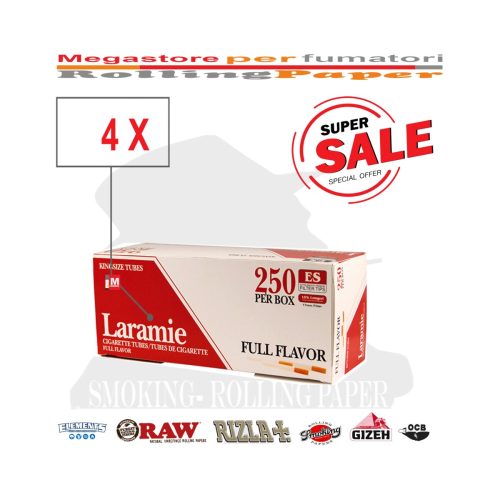 master-103 Tubetti per sigarette Laramie Full Flavor Red King Size 8 mm – 4 scatole da 250 tubetti