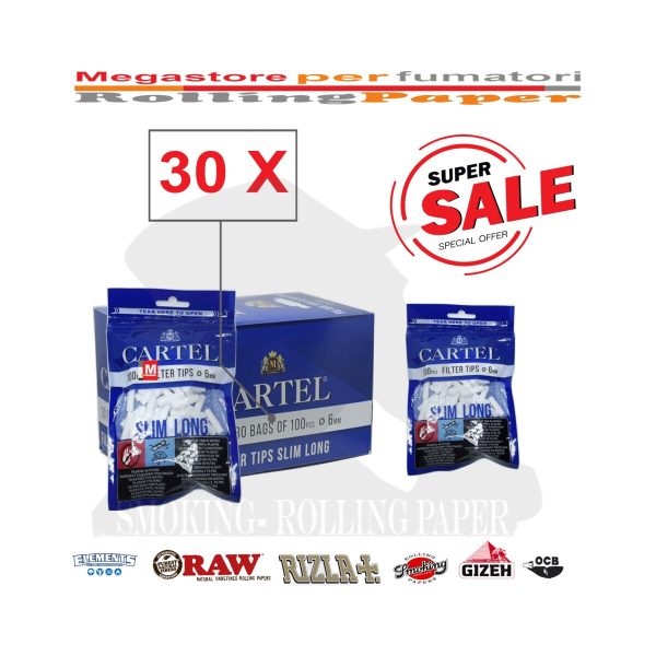 master-106 Filtri Cartel Slim 6 × 22 mm – 30 bustine da 100 filtri