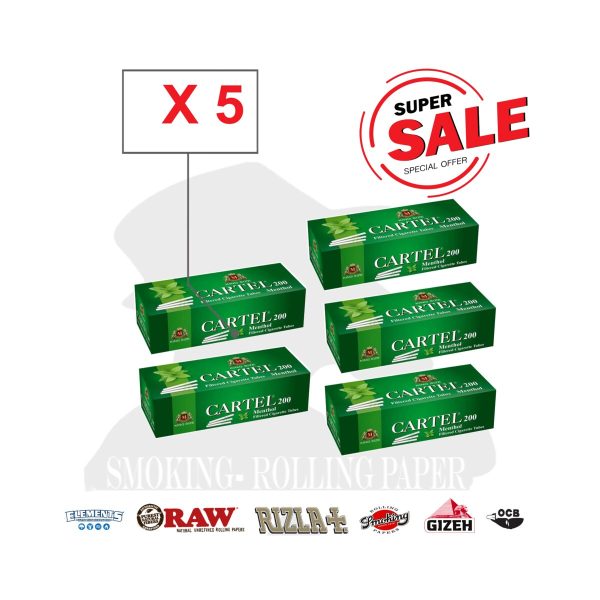 master-123 Tubetti per sigarette Cartel Menthol Regular 15 mm – Confezione da 200 tubetti