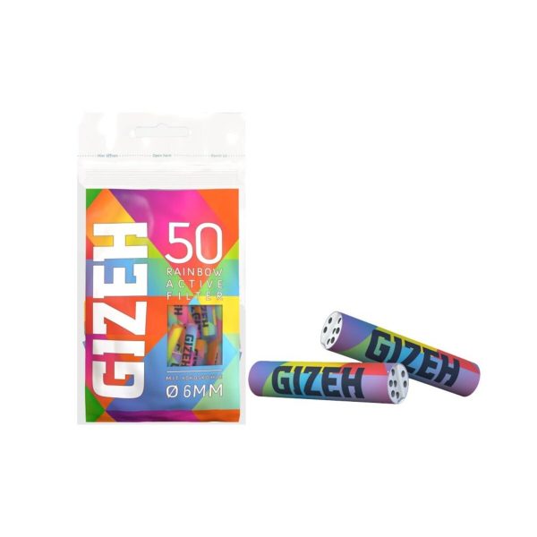 master-133 Gizeh Rainbow Extra Slim 6 mm Aktivkohlefilter – 50 Filter