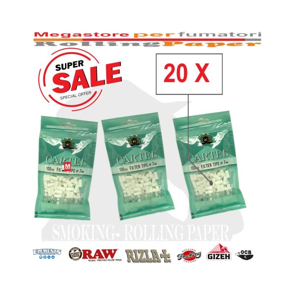 master-166 Filtri Cartel Semi Regular 7 × 15 mm – 20 bustine da 100 filtri