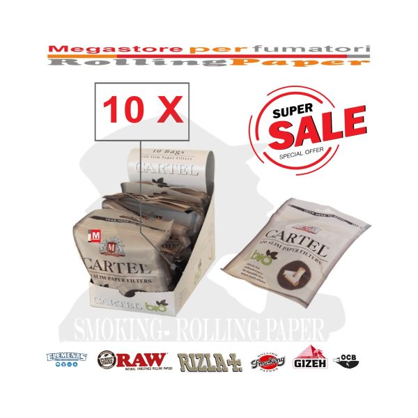 master-167 Filtri Cartel Organic Slim 6 × 15 mm – 10 bustine da 120 filtri