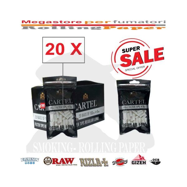 master-169 Filtri Cartel Regular 8 × 22 mm – 20 bustine da 100 filtri
