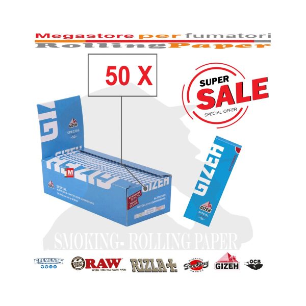 master-191 Papier à rouler Gizeh Special Extra Fine Blue Regular – lot de 50 carnets