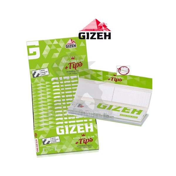 master-195 Gizeh Super Fine King Size Slim Zigarettenpapier mit Filtertips – Packung mit 26 Heftchen
