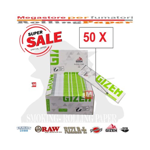 master-200 Cartine Gizeh Super Fine King Size Slim – Confezione da 50 libretti