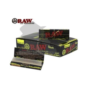 Cartine RAW Organic Black Medium 1¼ – Confezione da 24 libretti