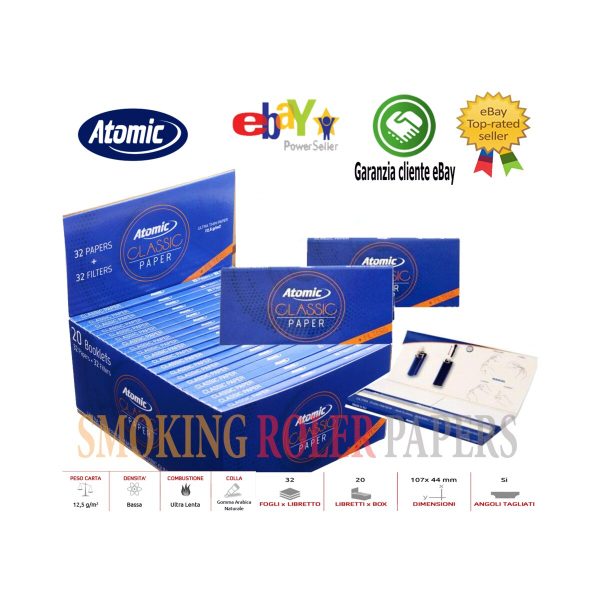 master-48 Cartine Atomic Classic King Size Slim con filtri – Confezione da 20 libretti