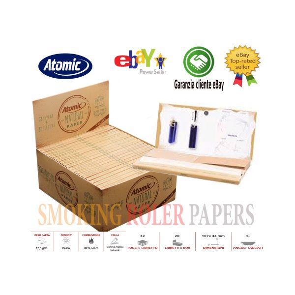 Cartine Atomic Natura King Size Slim con filtri – Confezione da 20 libretti