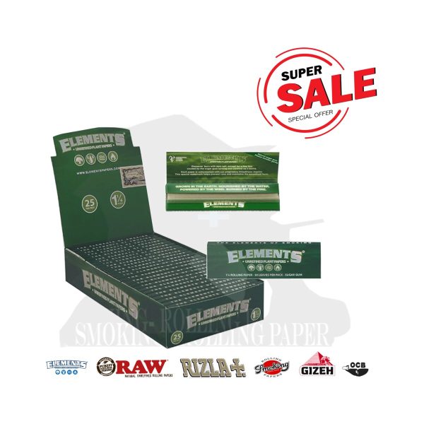 master-58 Cartine Elements Fine Green Medium 1¼ – Confezione da 25 libretti
