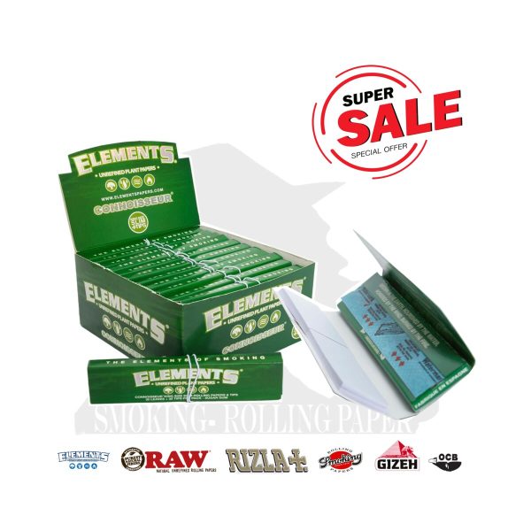 master-65 Elements Connoisseur ECO Green King Size Slim Zigarettenpapier mit Filtertips – Packung mit 24 Heftchen