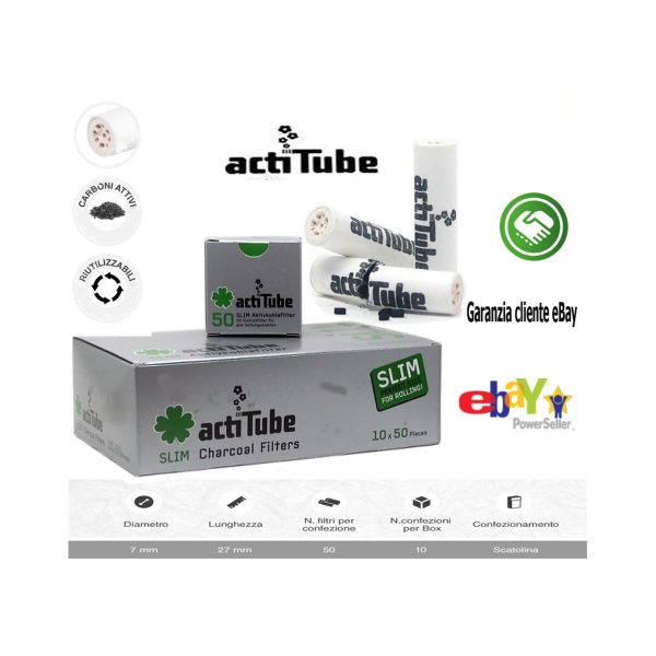 master-8 Filtri ai carboni attivi ActiTube Slim 7 mm – 10 scatole da 50 filtri